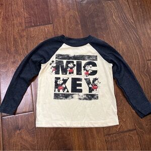 Disney Cream and Black Mickey Mouse Long Sleeve Tee